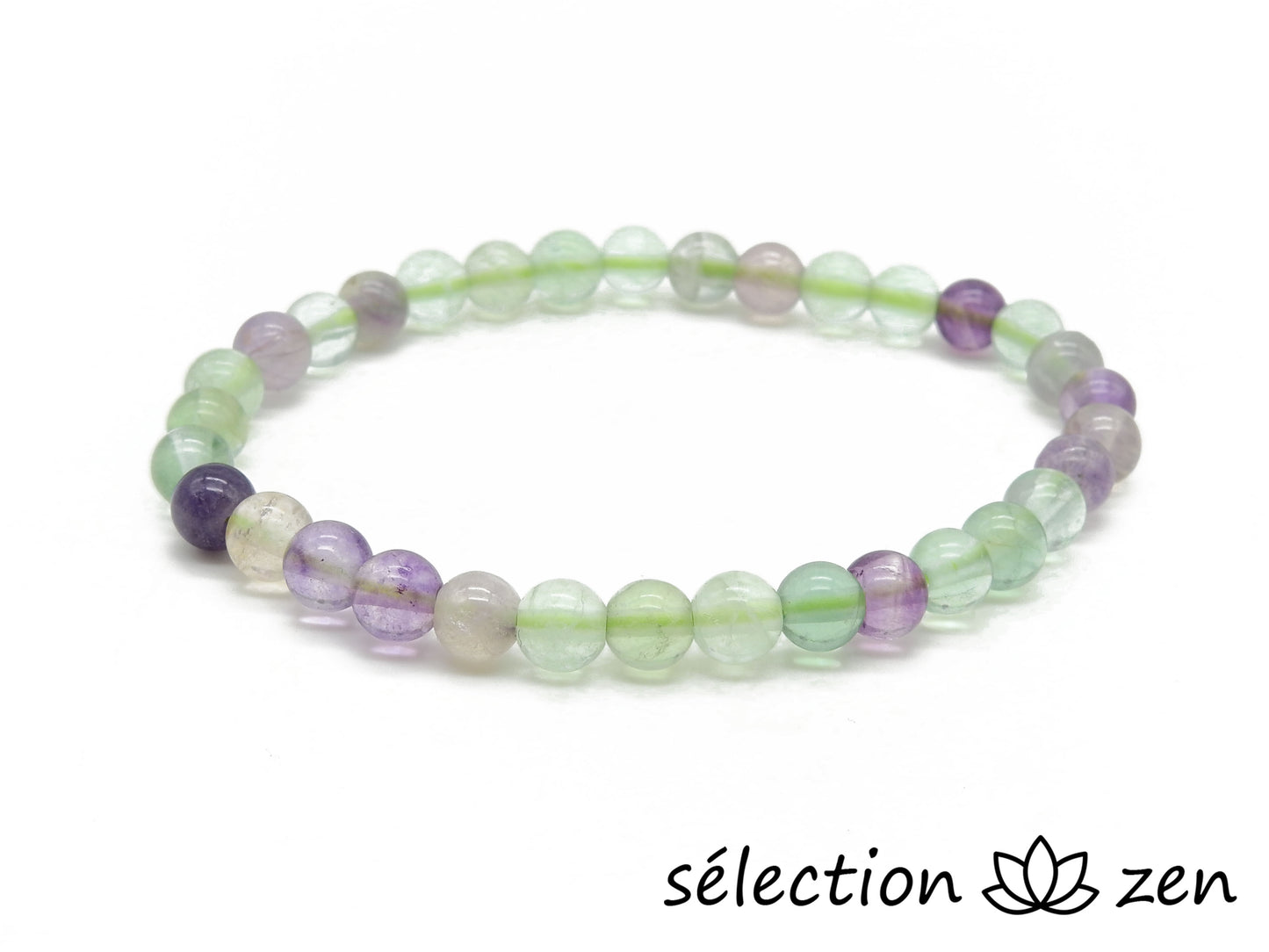 selection zen bracelet fluorite verte et violette 6mm