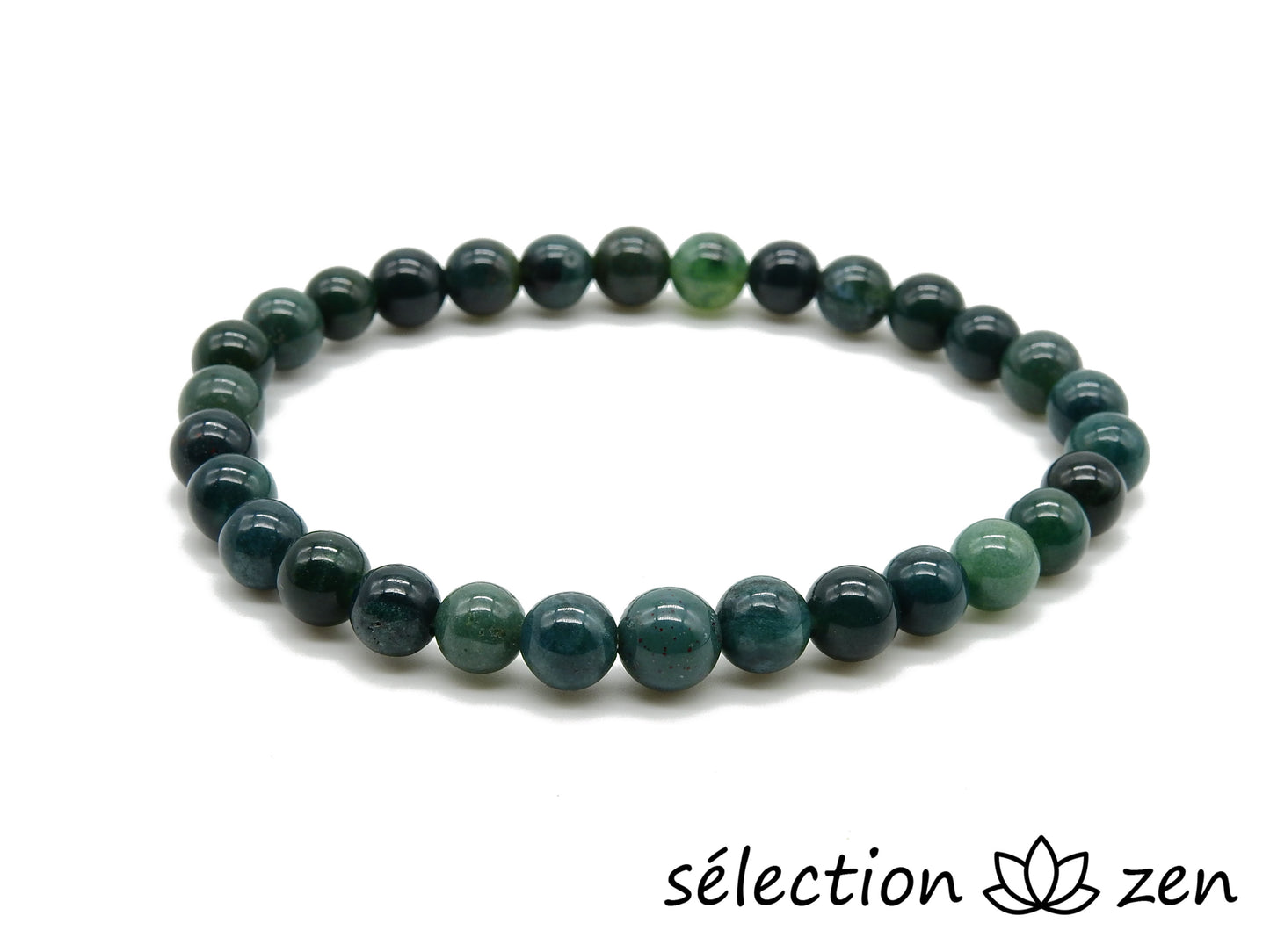 selection zen bracelet 6mm mix agate indienne et agate mousse
