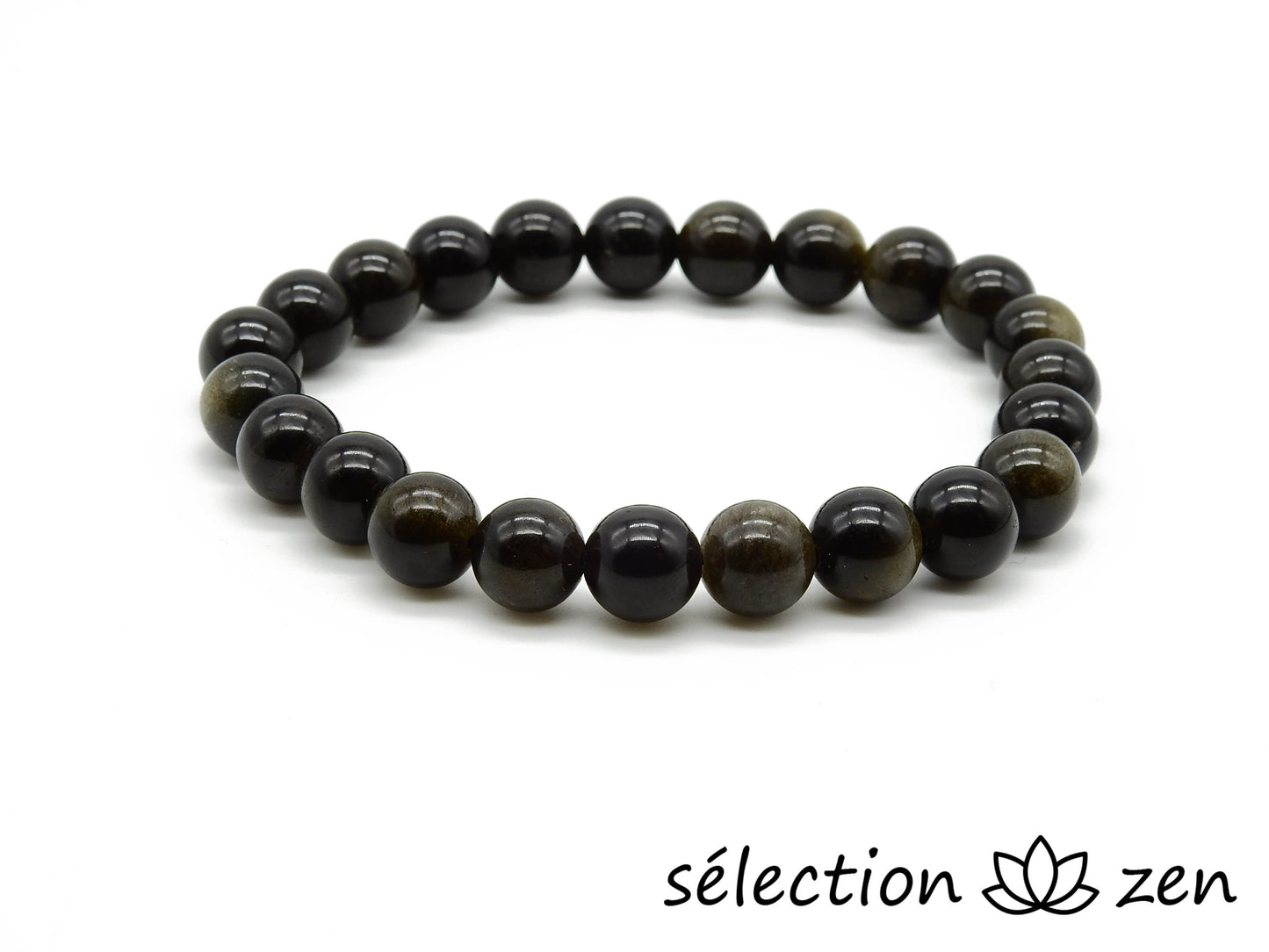 selection-zen bracelet obsidienne dorée 8mm
