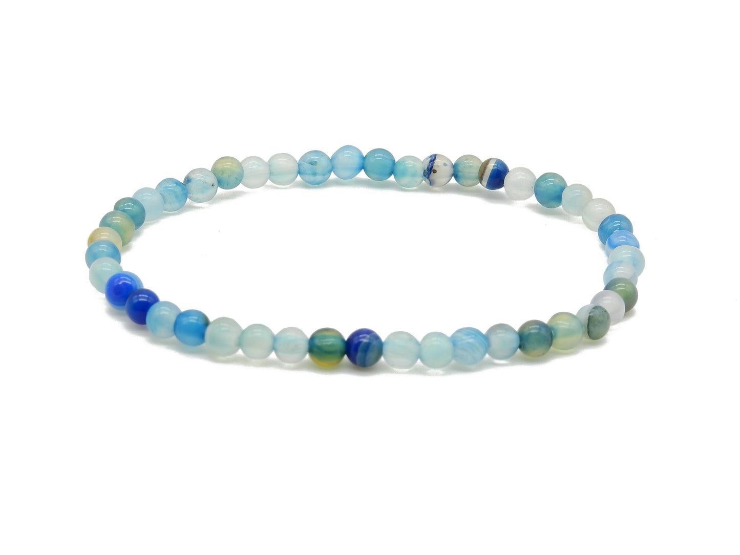 bracelet 4mm agate bleue élastique selection-zen
