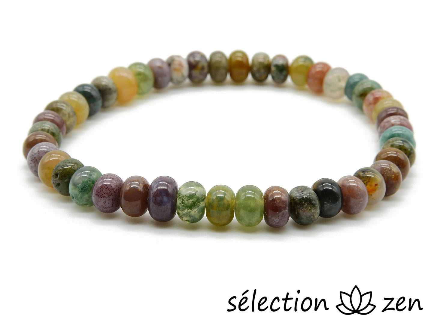 bracelet perles plates 6mm agate indienne selection-zen