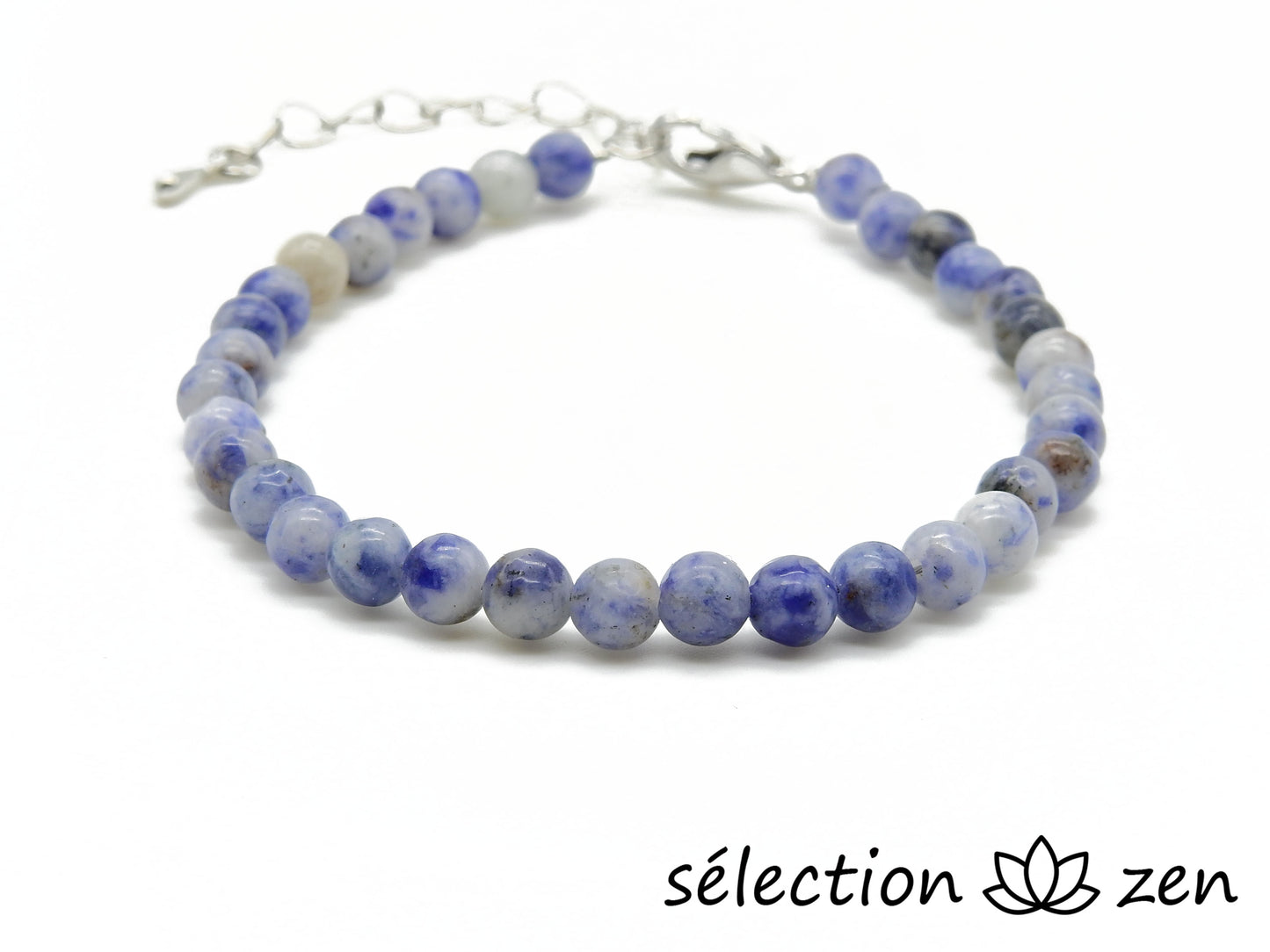 selection-zen bracelet réglable argenté 4mm sodalite