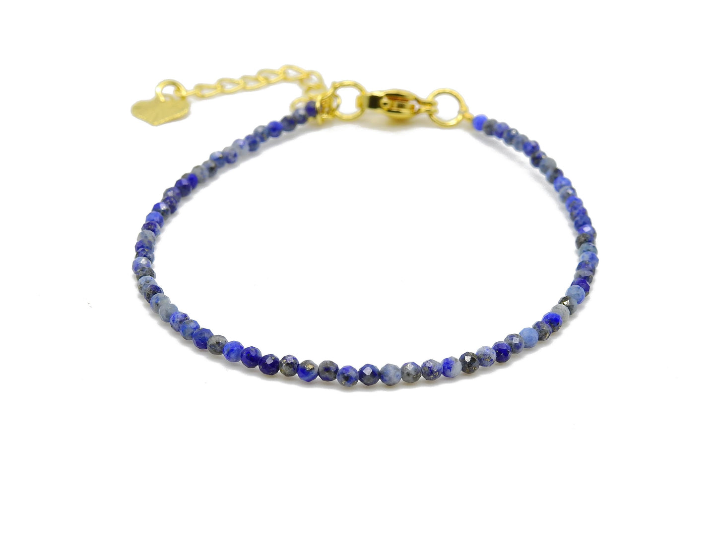 selection zen bracelet réglable doré 2mm à facettes lapis lazuli