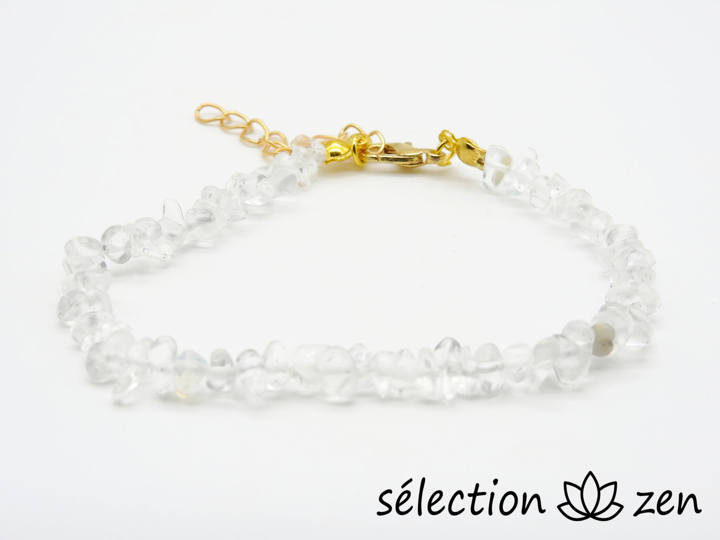 Bracelet réglable doré pierres irrégulières cristal de roche
