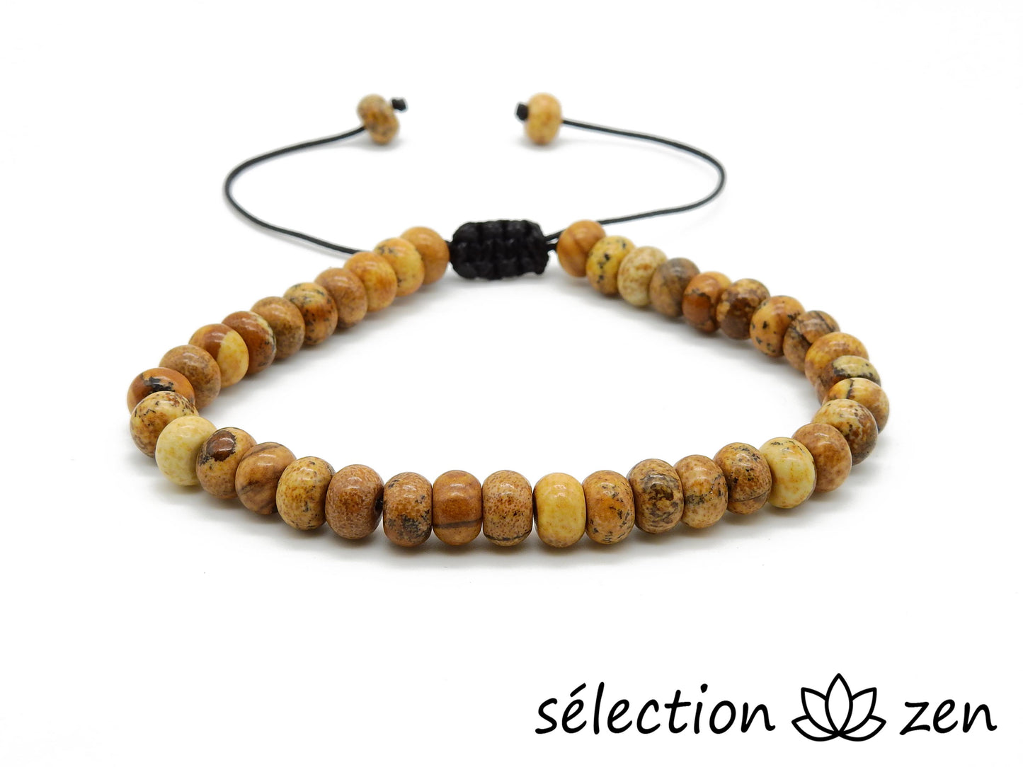 selection-zen bracelet réglable perles plates 6mm jaspe paysage