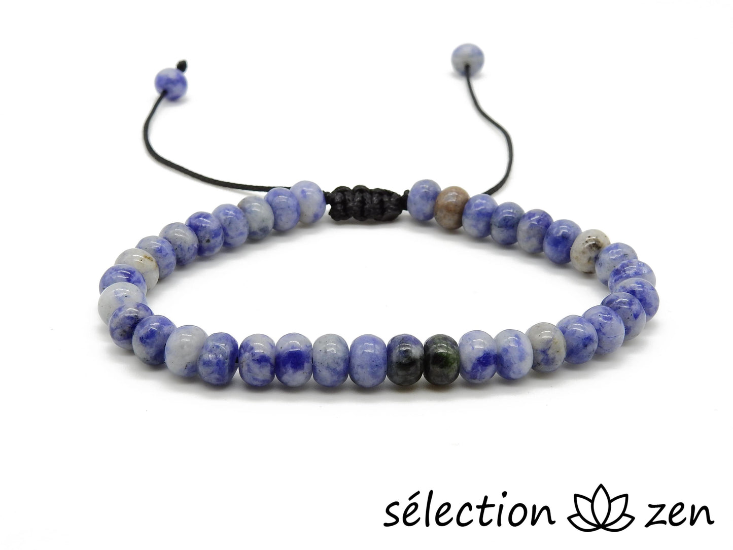bracelet réglable perles plates 6mm sodalite selection-zen