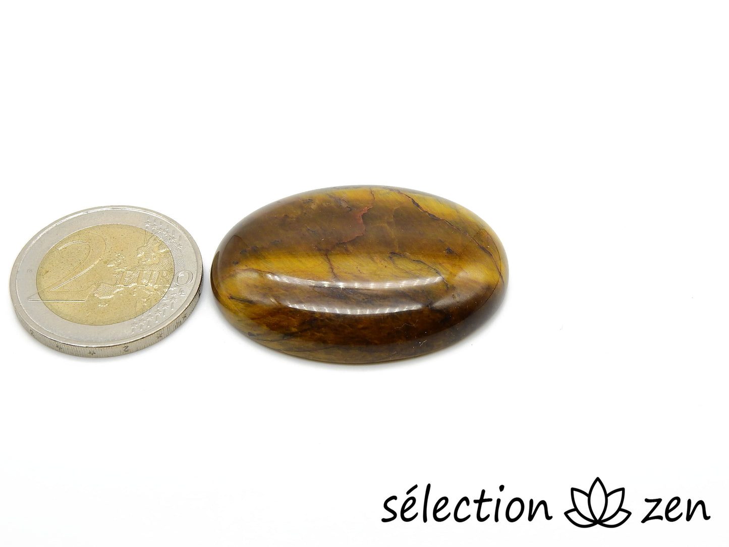 cabochon oeil de tigre jaune 30x40mm selection-zen