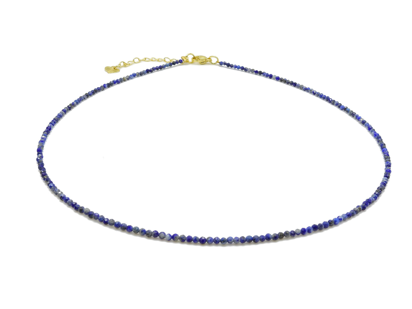 selection zen collier doré 2mm à facettes lapis lazuli coeur