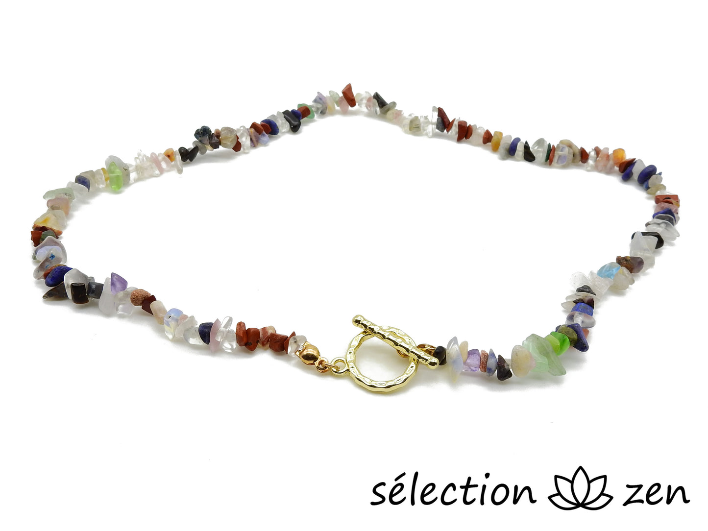 collier élégance pierres irrégulières multicolore selection-zen