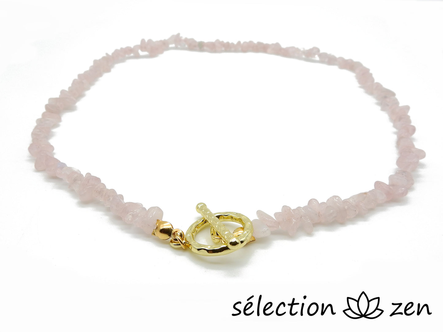 collier pierres irrégulières quartz rose élégance selection zen