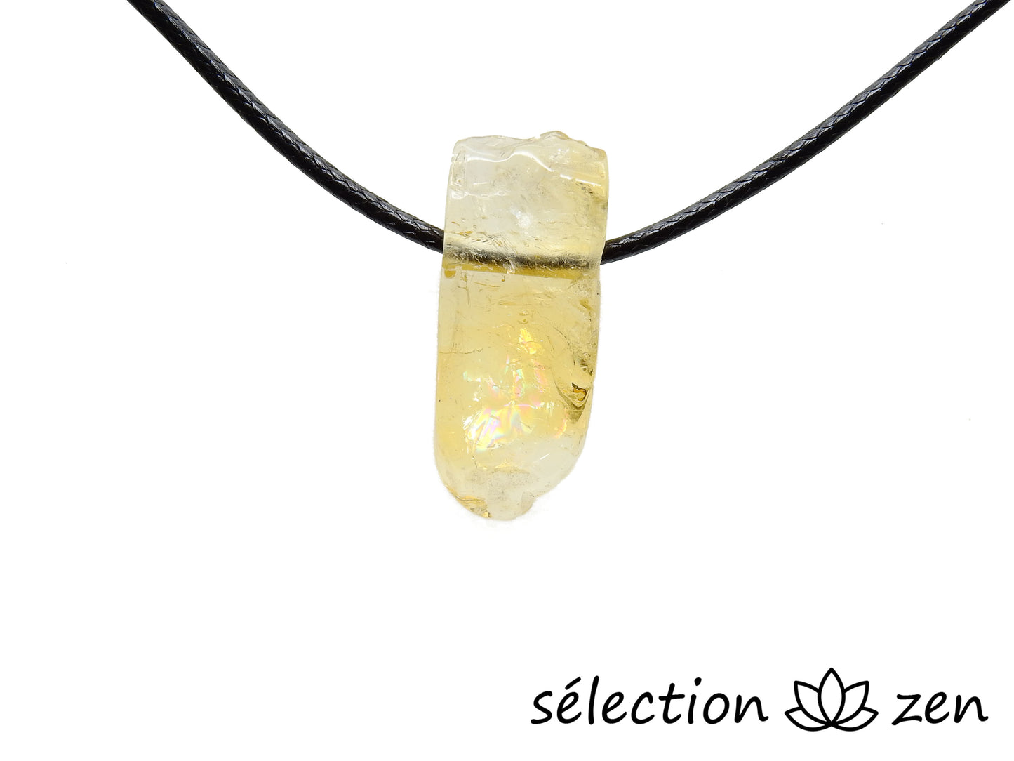 selection zen collier pierre sur cordon citrine