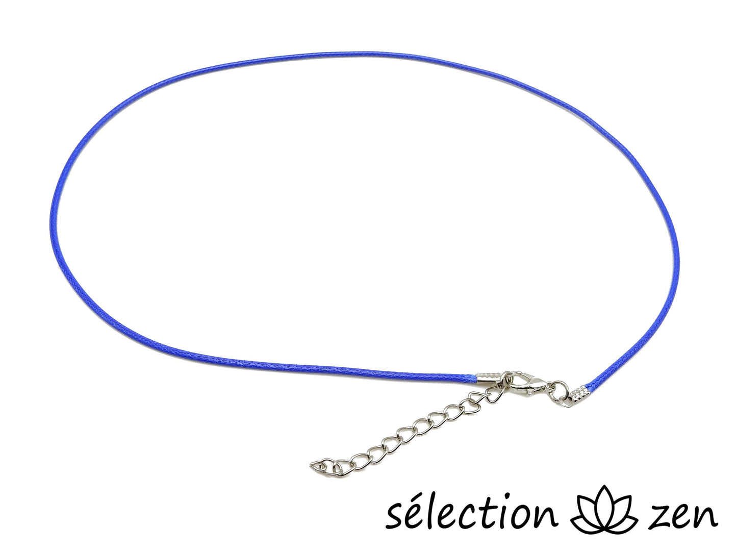 selection-zen cordon 45cm bleu foncé diamètre 2mm avec chainette argentée réglable