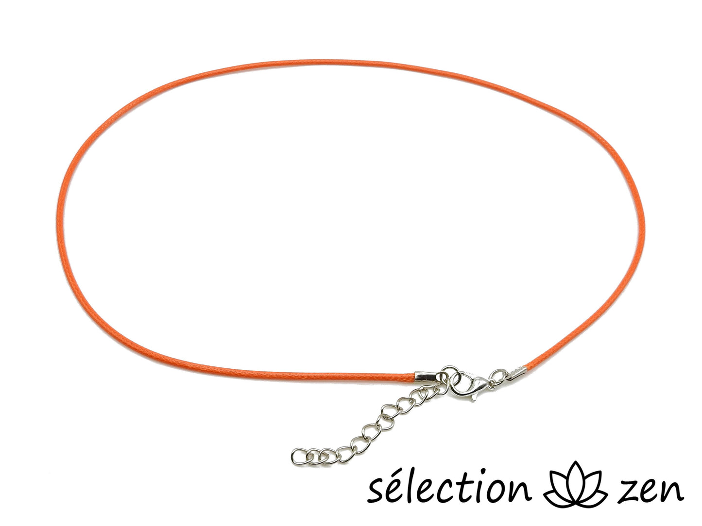 selection-zen cordon orange 41cm avec chainette réglable 5cm argentée