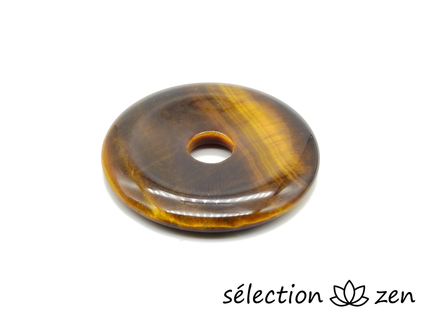 donut ou pi chinois oeil de tigre jaune 3,9cm selection-zen