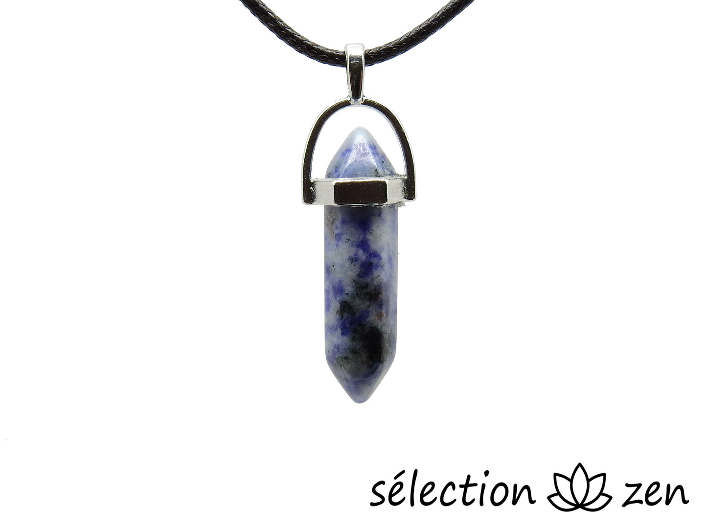 pendentif double pointe argenté sodalite selection-zen