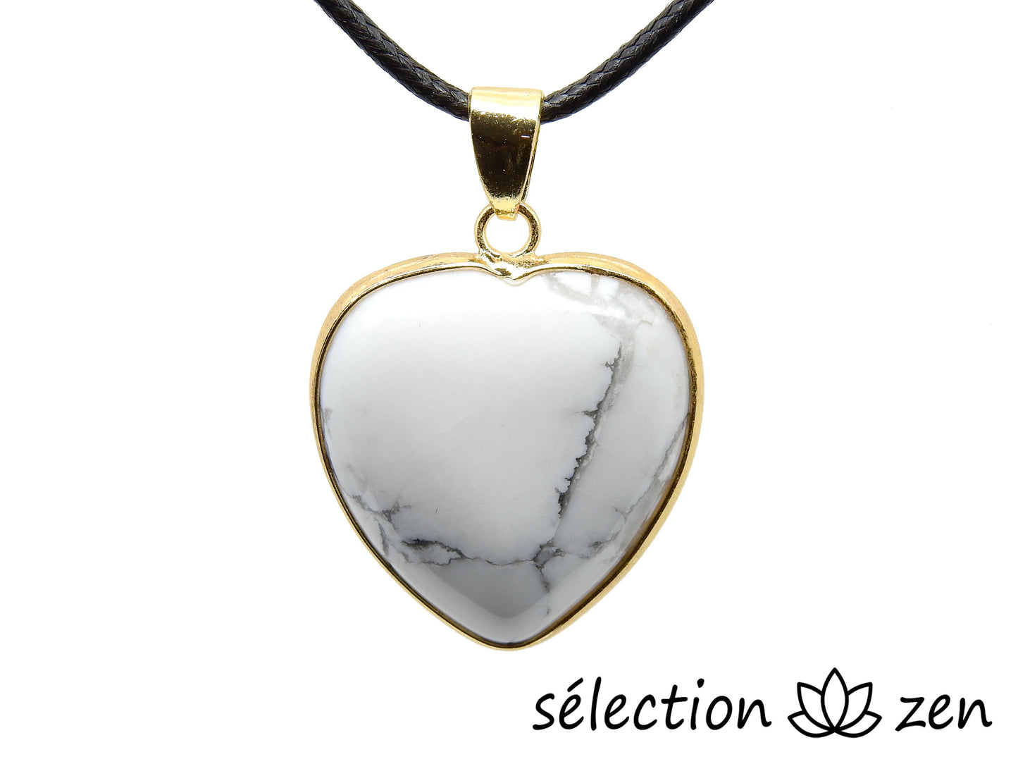 pendentif cœur élégance doré howlite blanche selection-zen