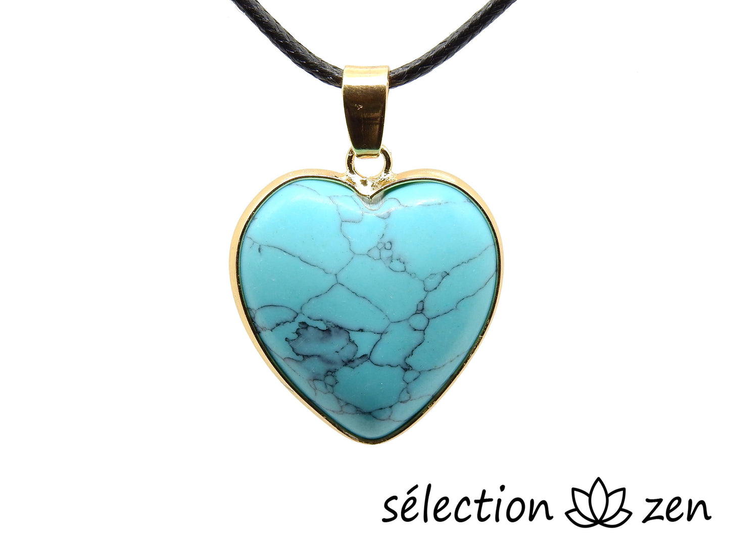 pendentif cœur élégance doré howlite turquoise selection-zen