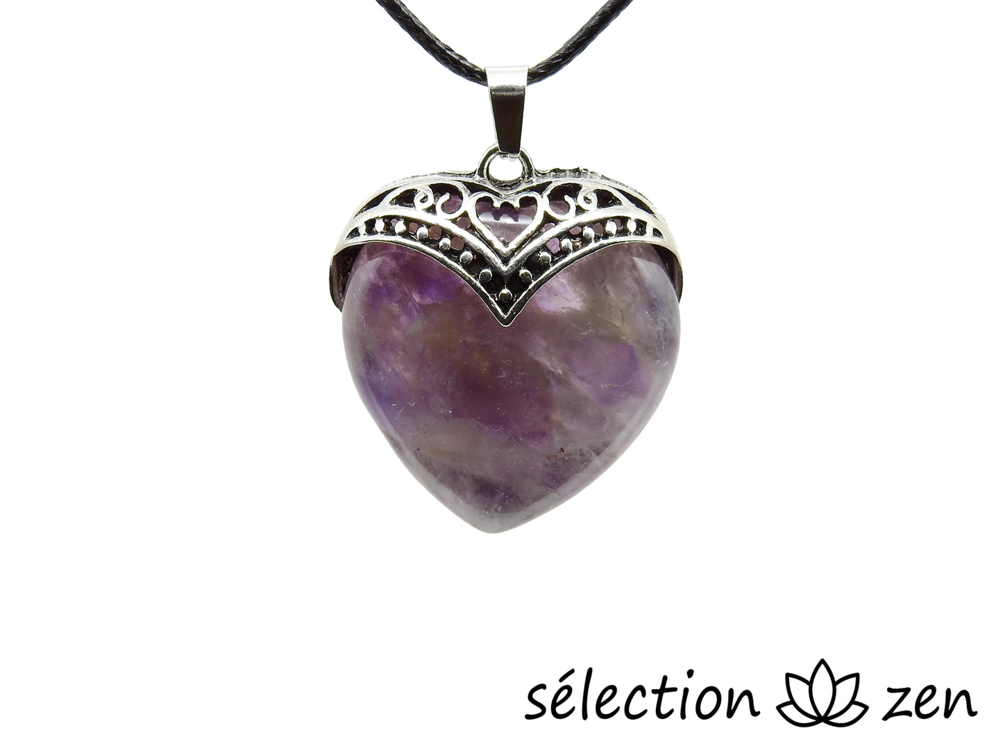 pendentif améthyste cœur vintage selection-zen