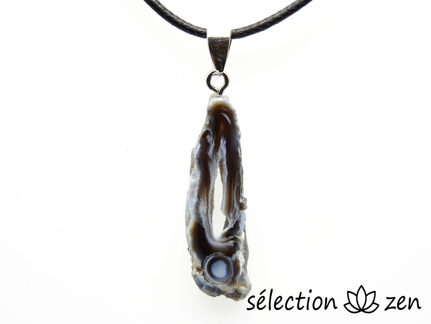 selection zen pendentif agate noire druse