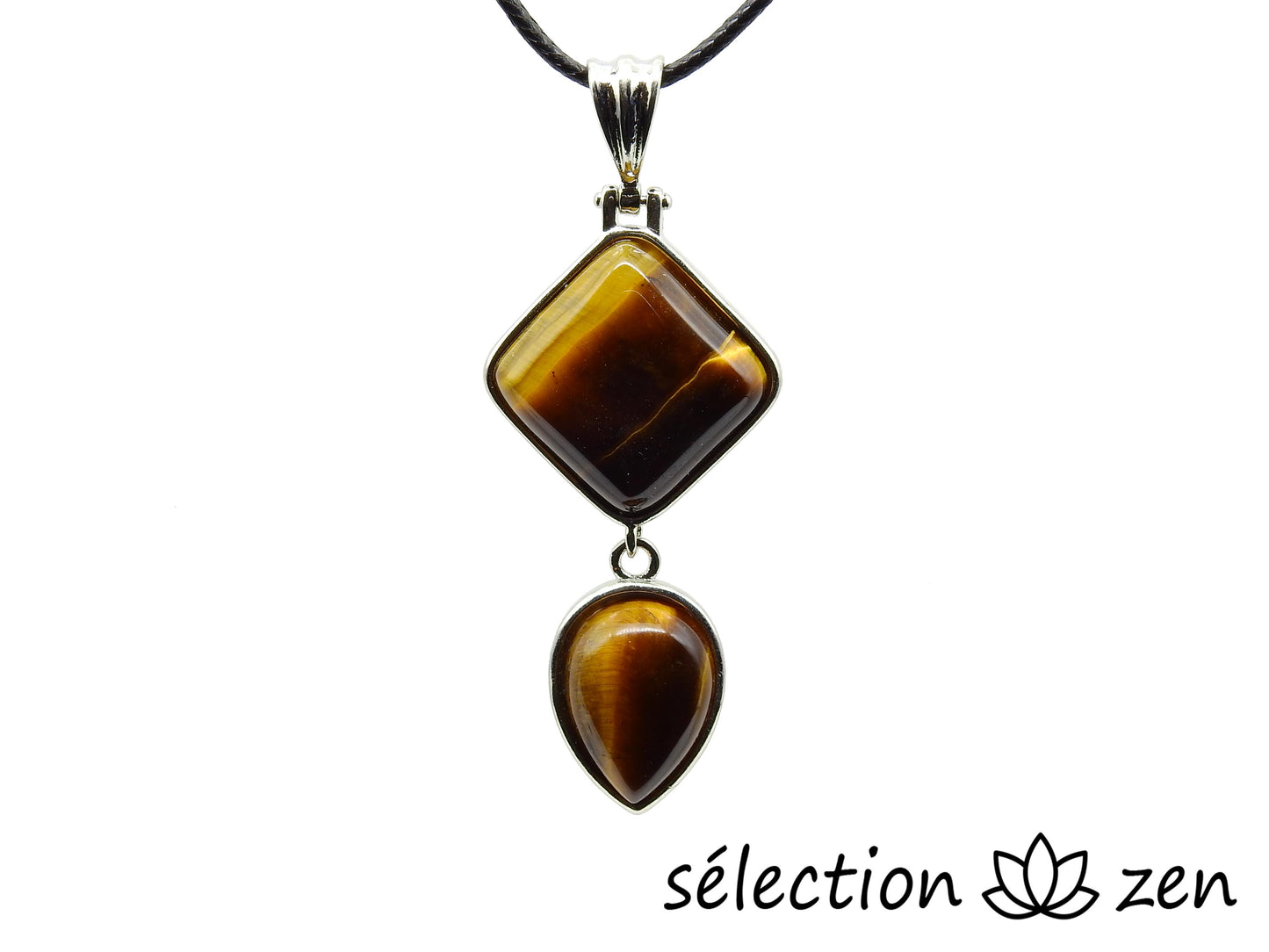 selection zen pendentif duo oeil de tigre jaune