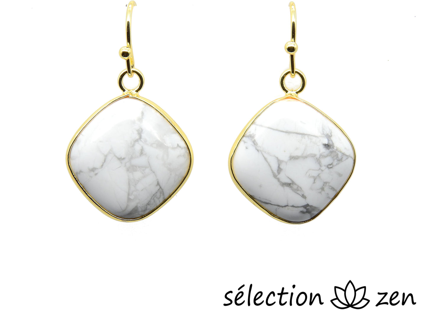 boucles d'oreilles élégance howlite blanche selection-zen