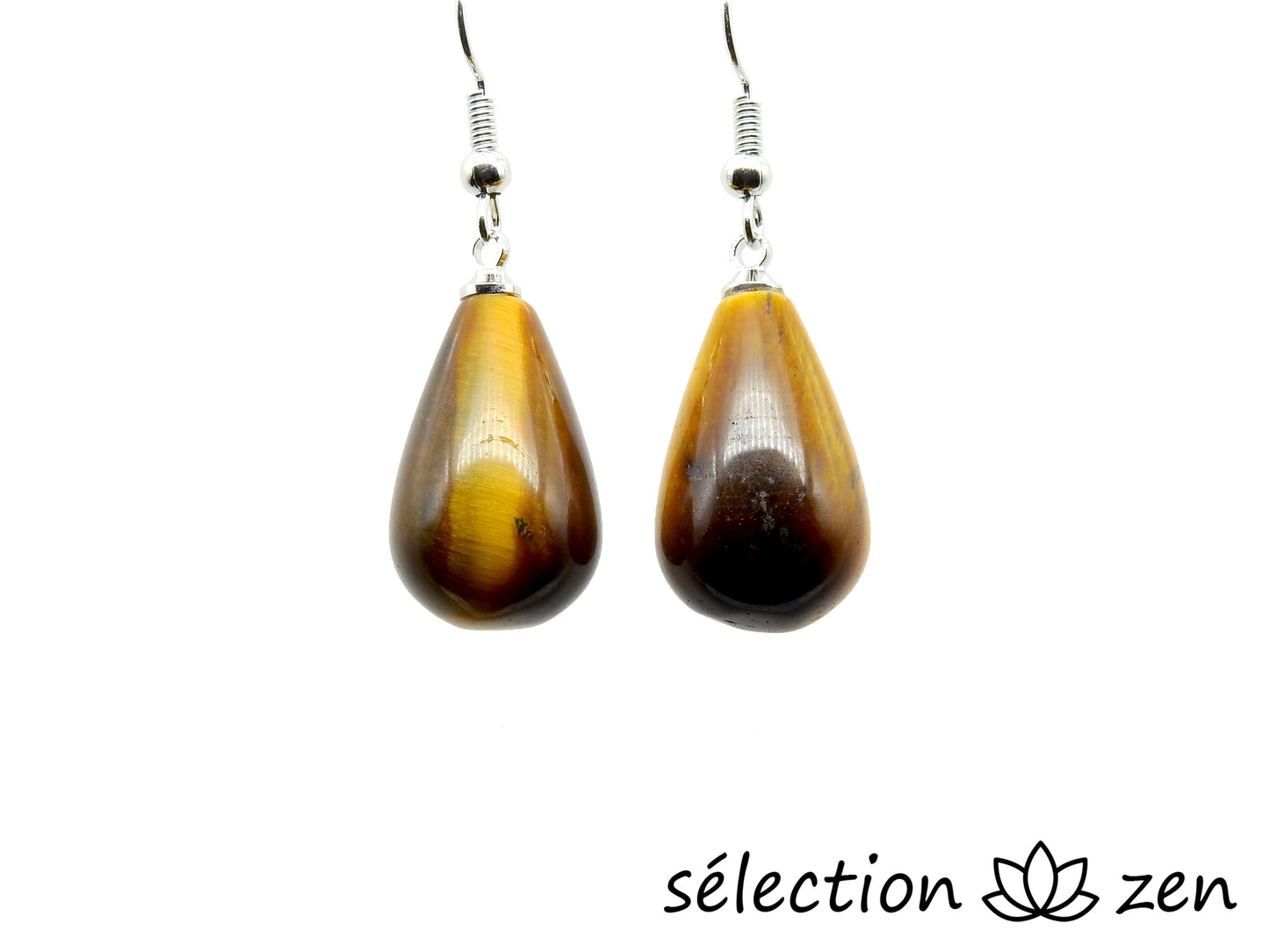 boucles d'oreilles oeil de tigre jaune goutte selection-zen