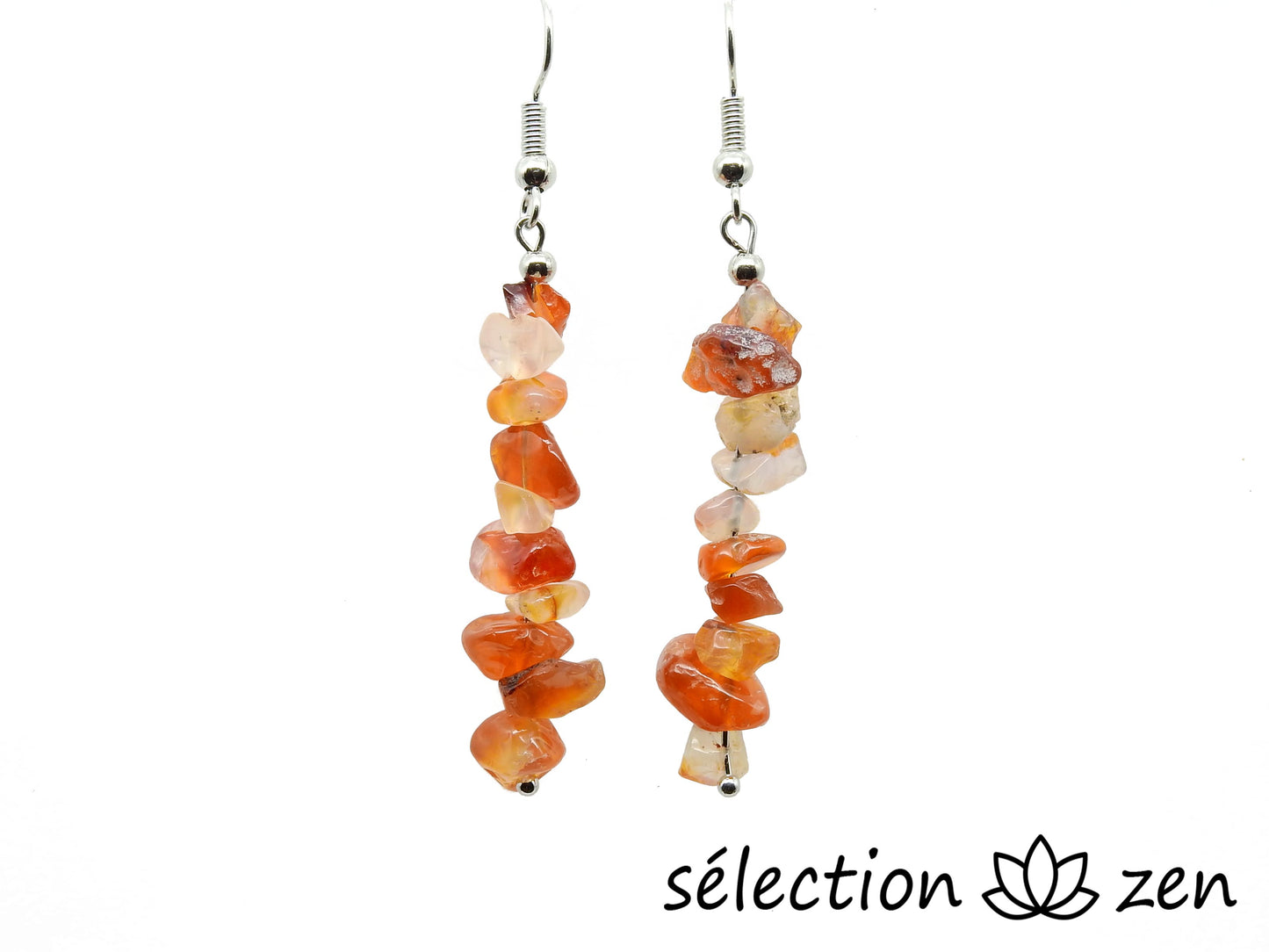 boucles d'oreilles pierres irrégulières agate rouge selection-zen
