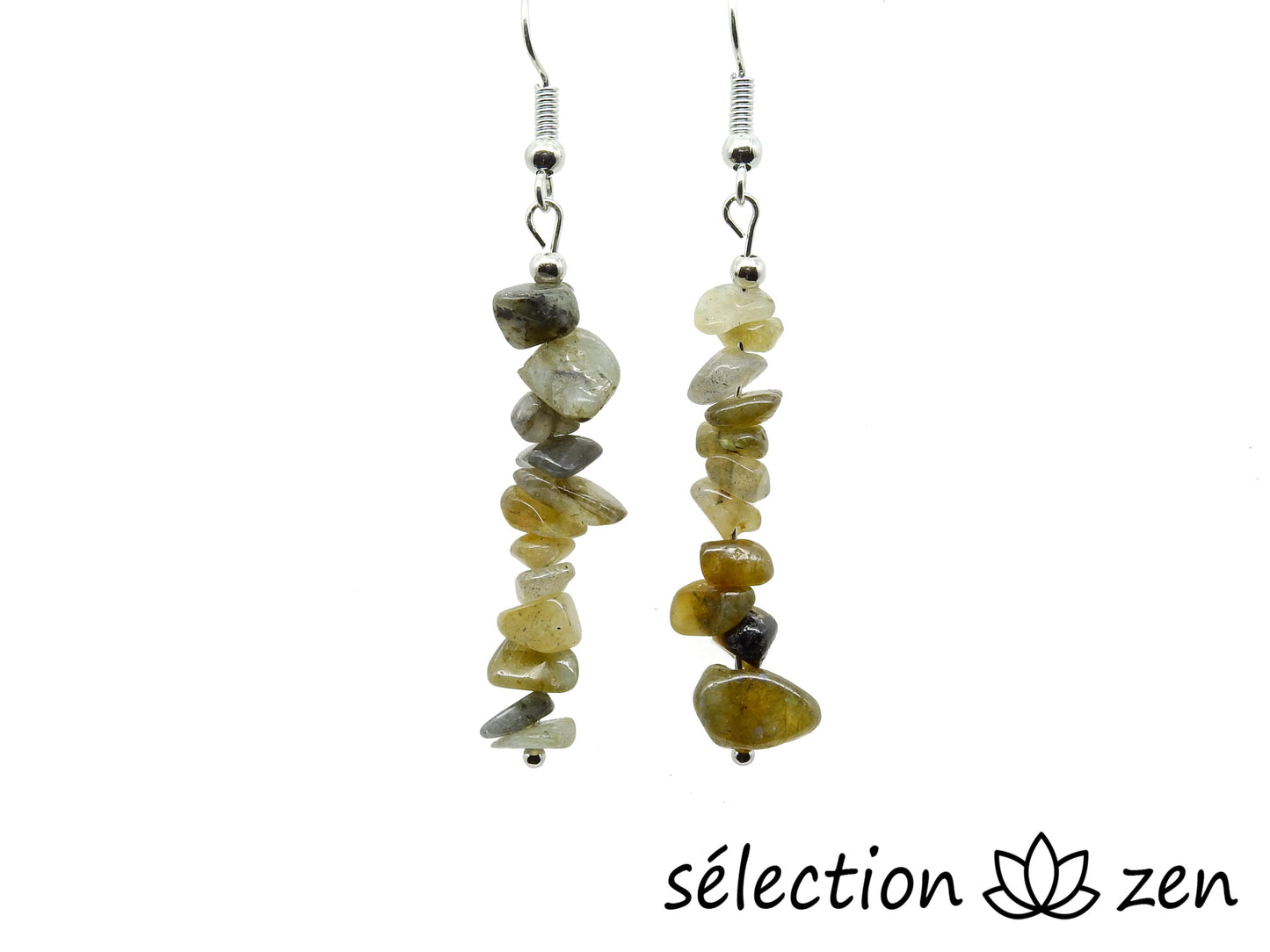 labradorite boucles d'oreilles pierres irrégulières selection-zen