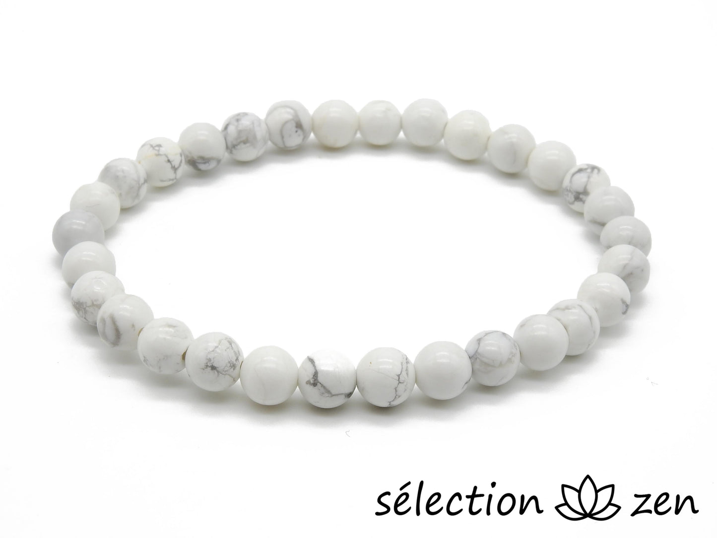 bracelet howlite blanche 6mm selection-zen