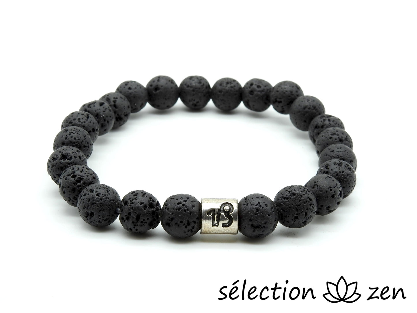 bracelet astro capricorne pierre de lave 8mm 20cm selection-zen