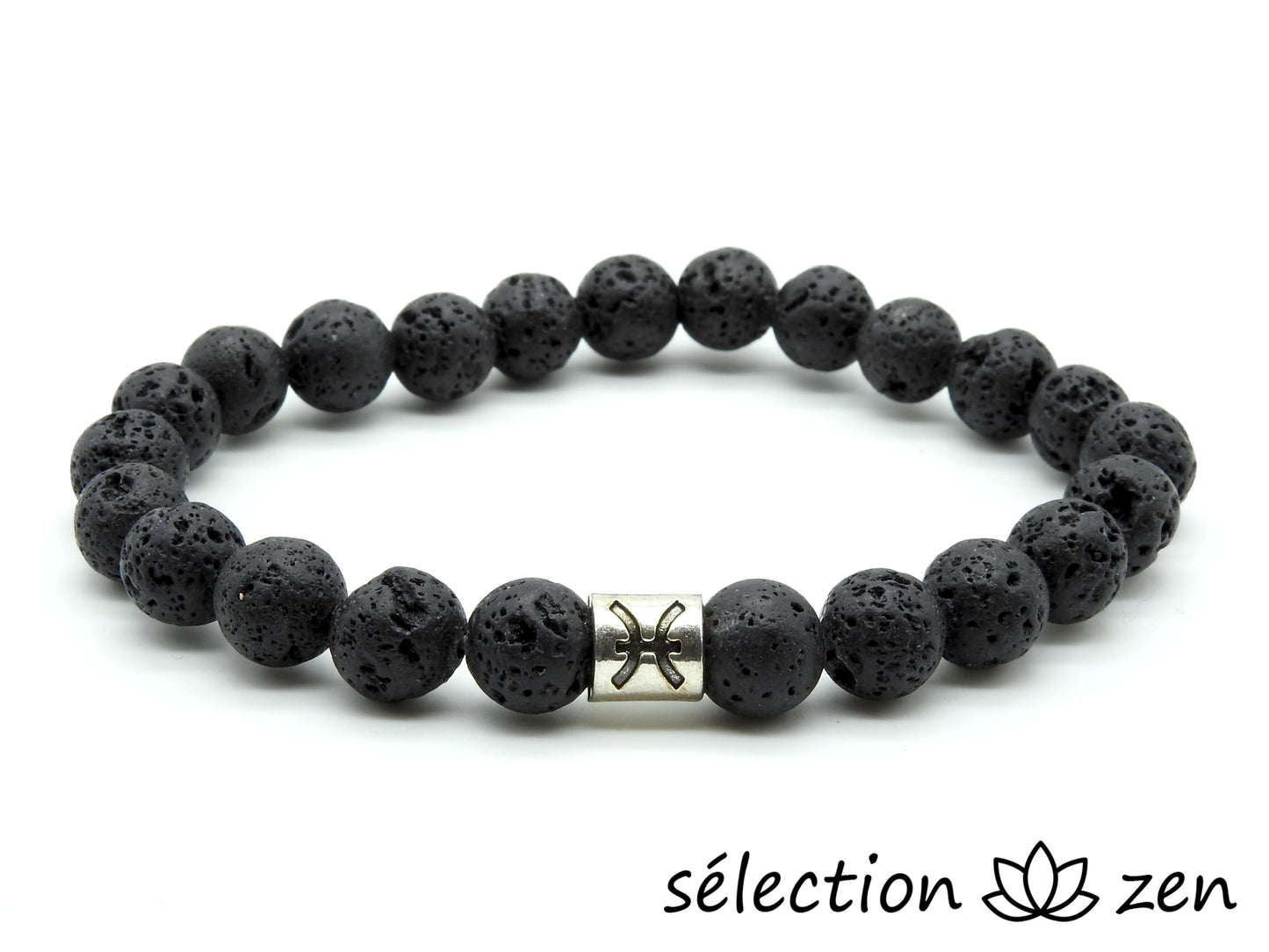 bracelet astro poissons pierre de lave 8mm 20cm selection-zen