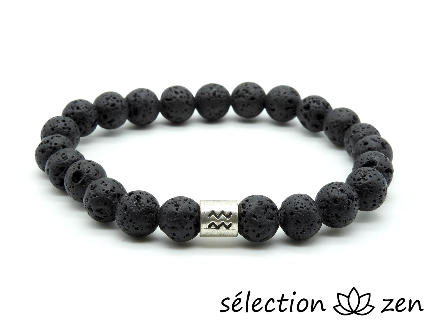 bracelet astro verseau pierre de lave 8mm 20cm selection-zen