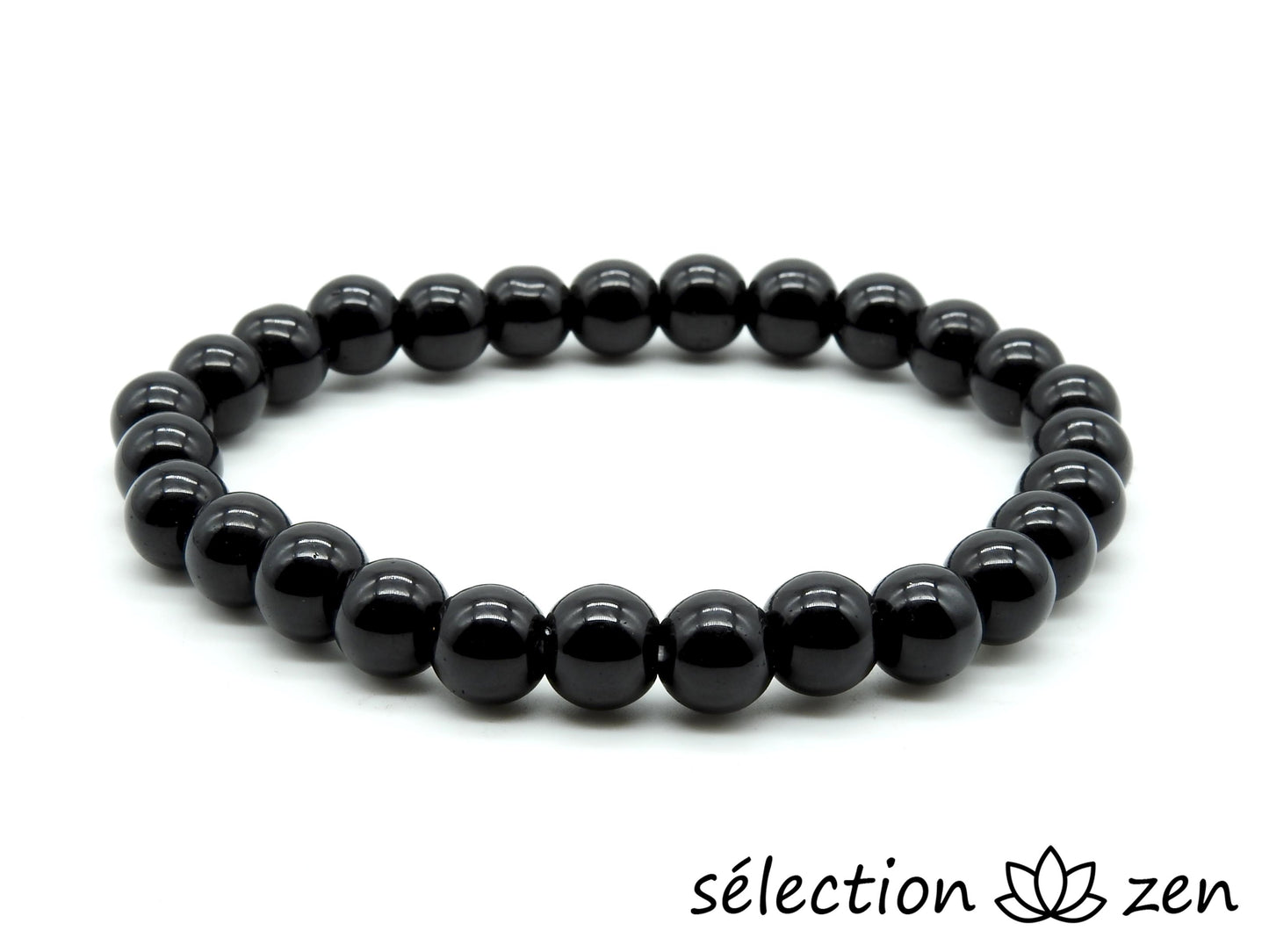 bracelet onyx noir brillant 8mm 19cm selection-zen