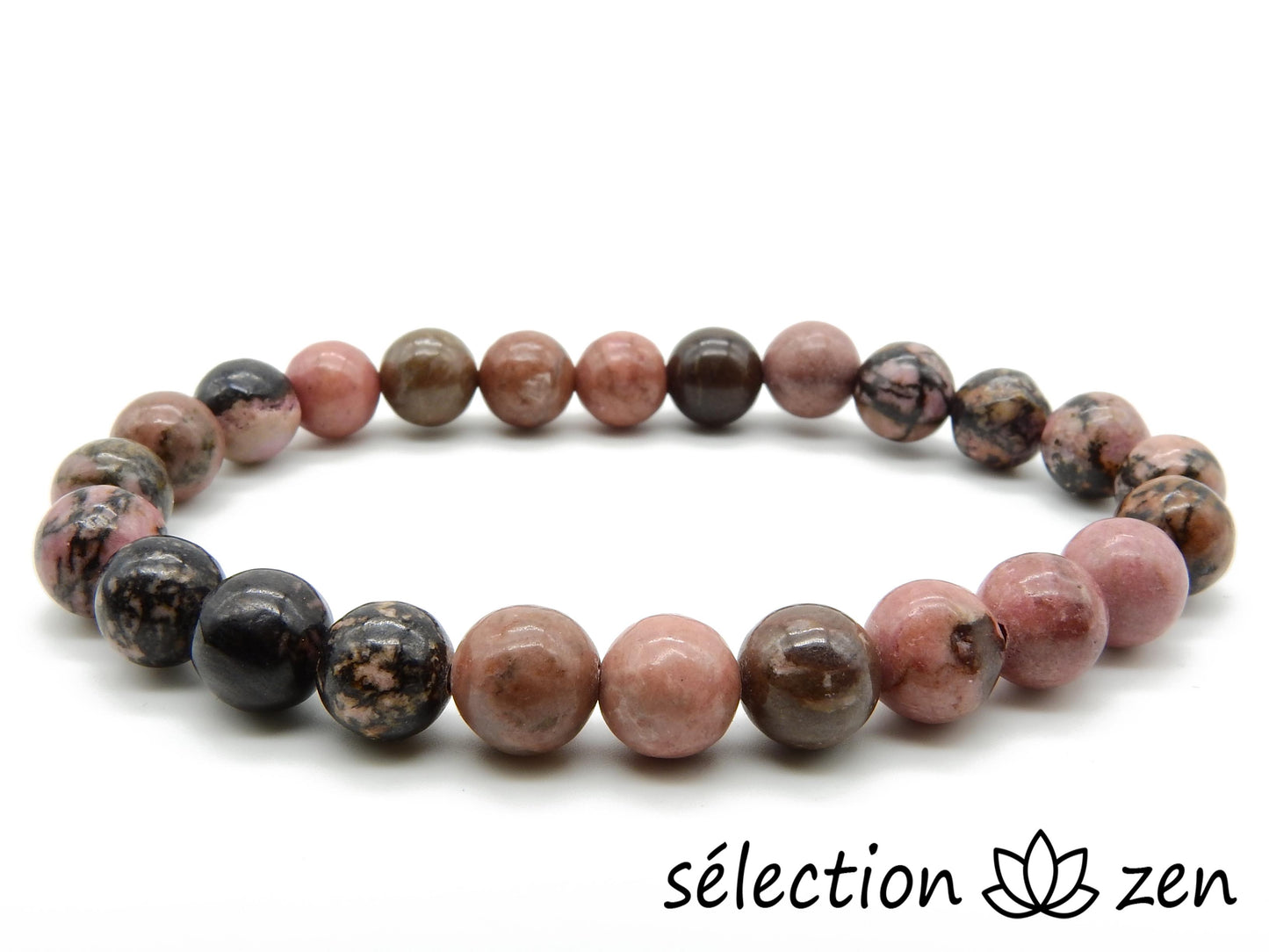 bracelet 8mm rhodonite 19cm selection-zen