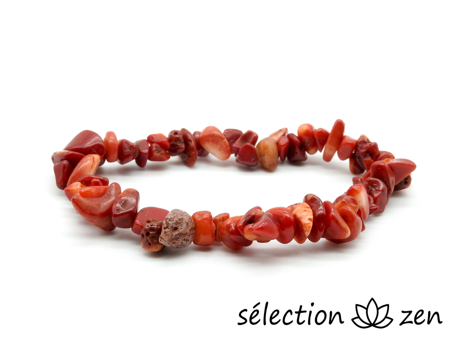 bracelet pierres irrégulières corail 17cm selection-zen