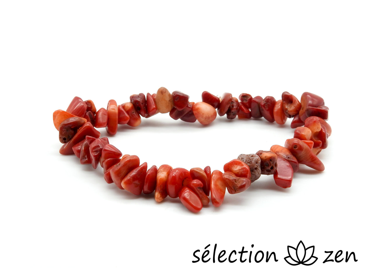 selection-zen bracelet pierres irrégulières corail 17cm selection-zen