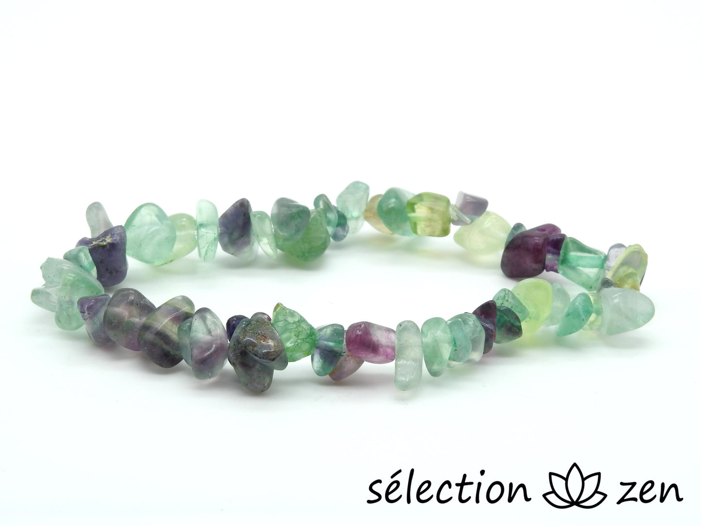 bracelet fluorite pierres irrégulières 17cm selection-zen