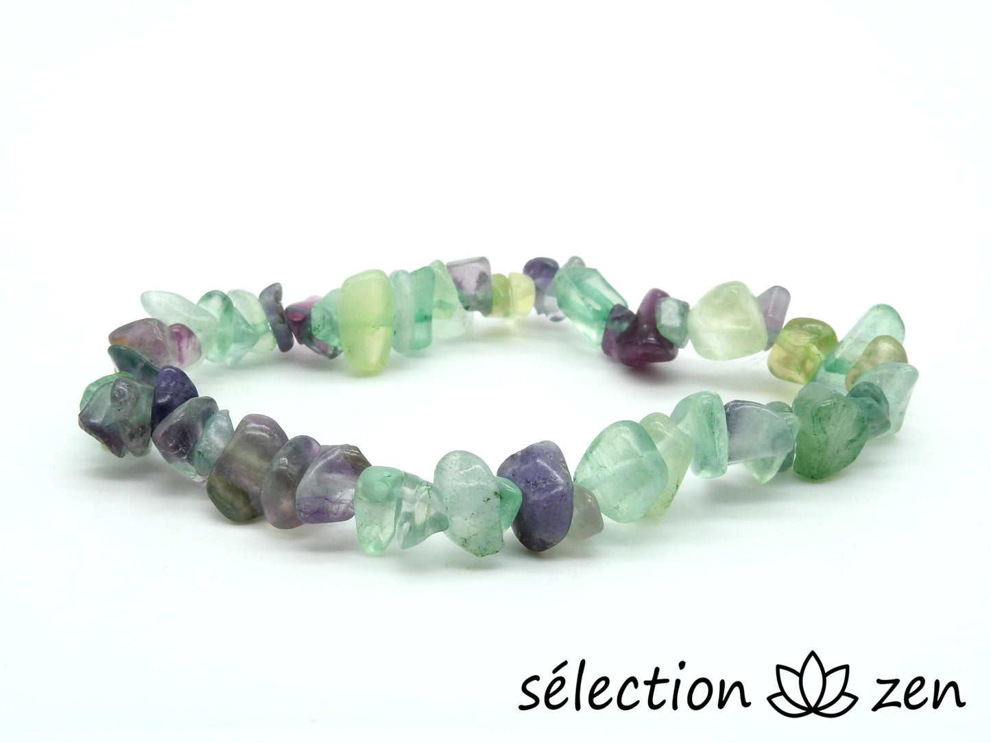 selection-zen bracelet pierres irrégulières fluorite 17cm