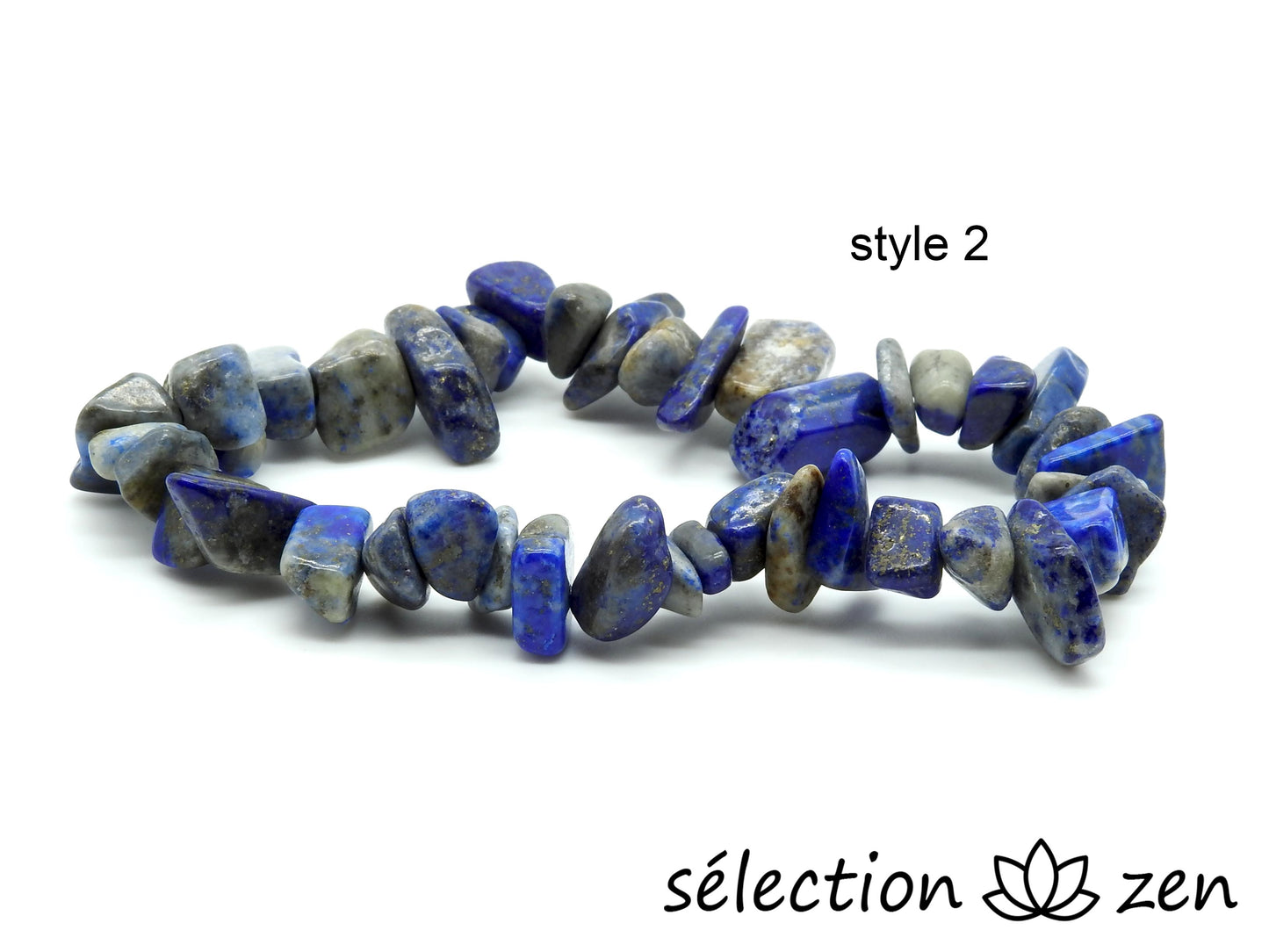 bracelet pierres irrégulières lapis lazuli selection-zen 17cm