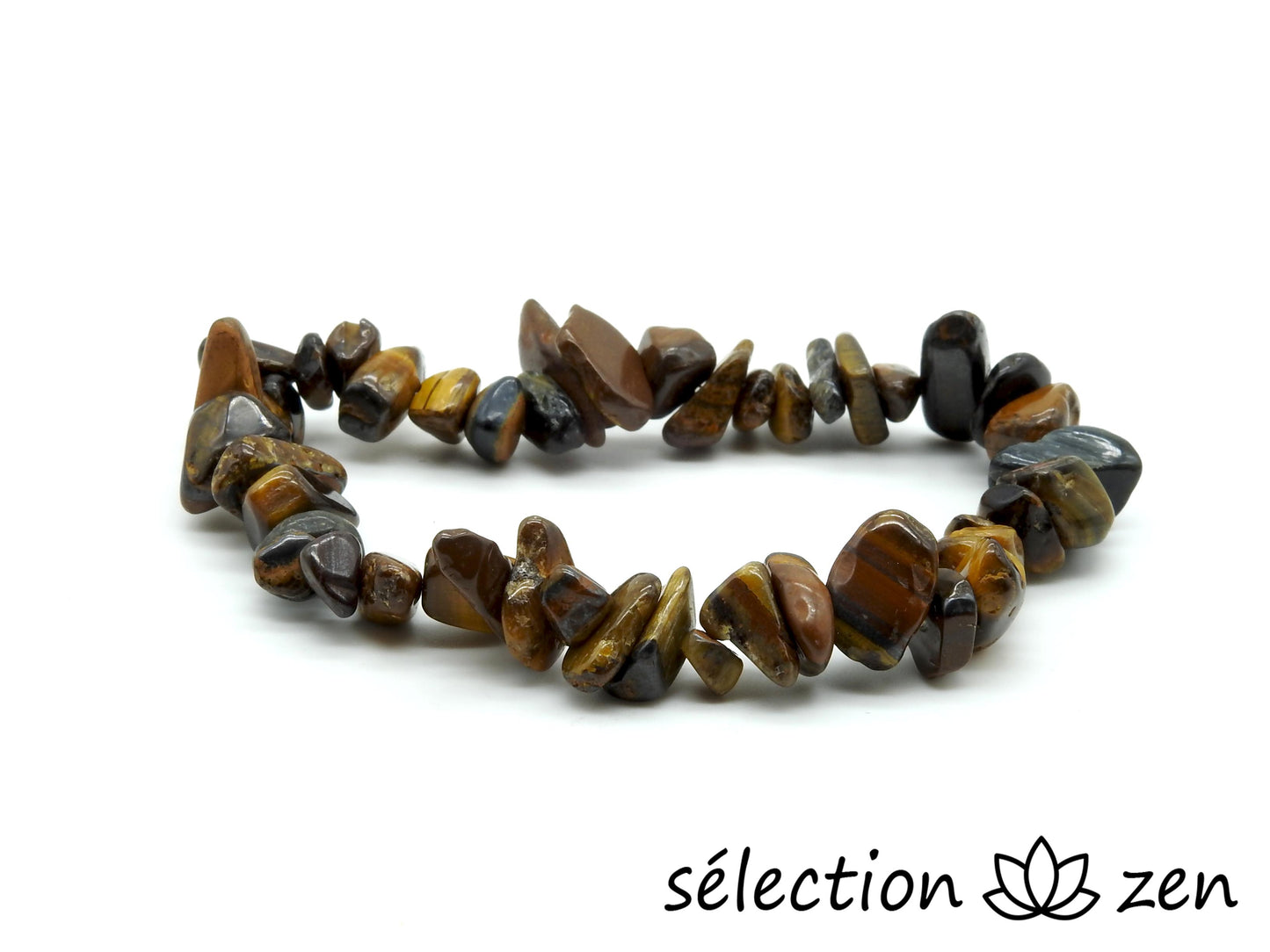 selection-zen bracelet œil de tigre jaune pierres irrégulières