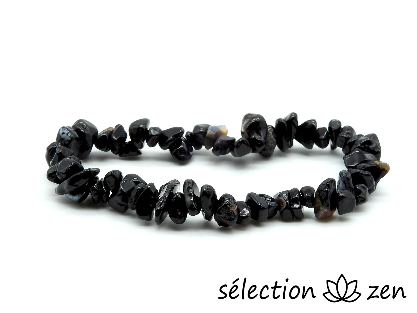selection-zen bracelet onyx noir brillant pierres irrégulières