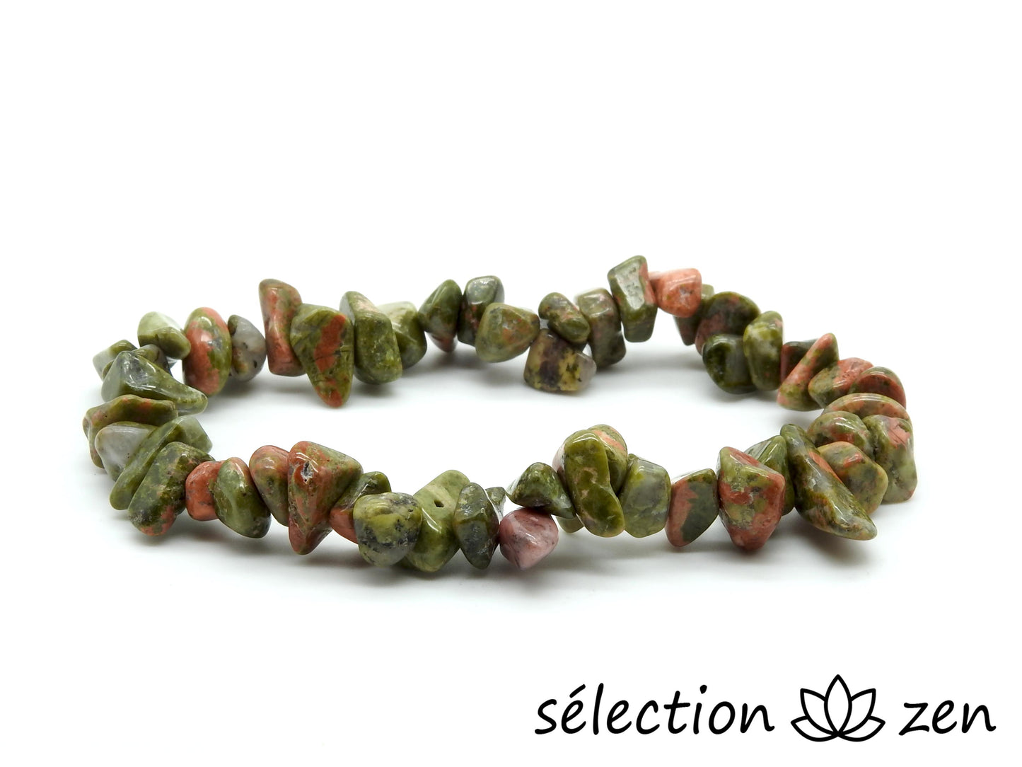 selection-zen bracelet unakite 16cm pierres irrégulières