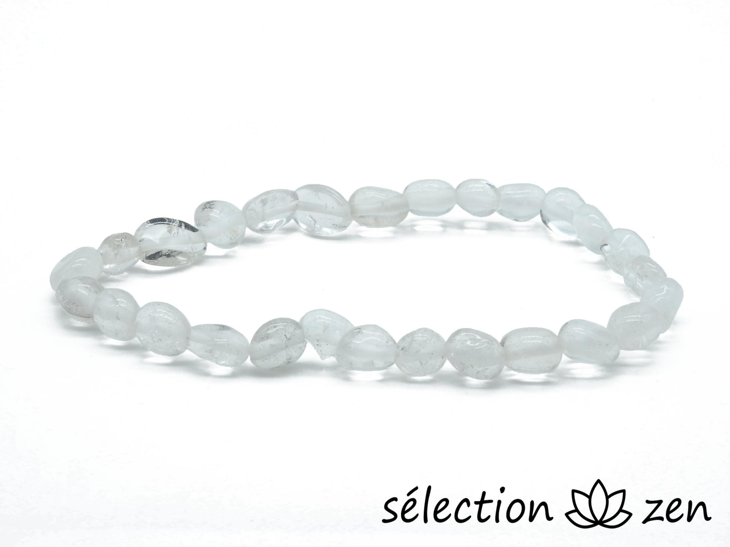 selection zen bracelet cristal de roche pierres roulées 6mm 19cm