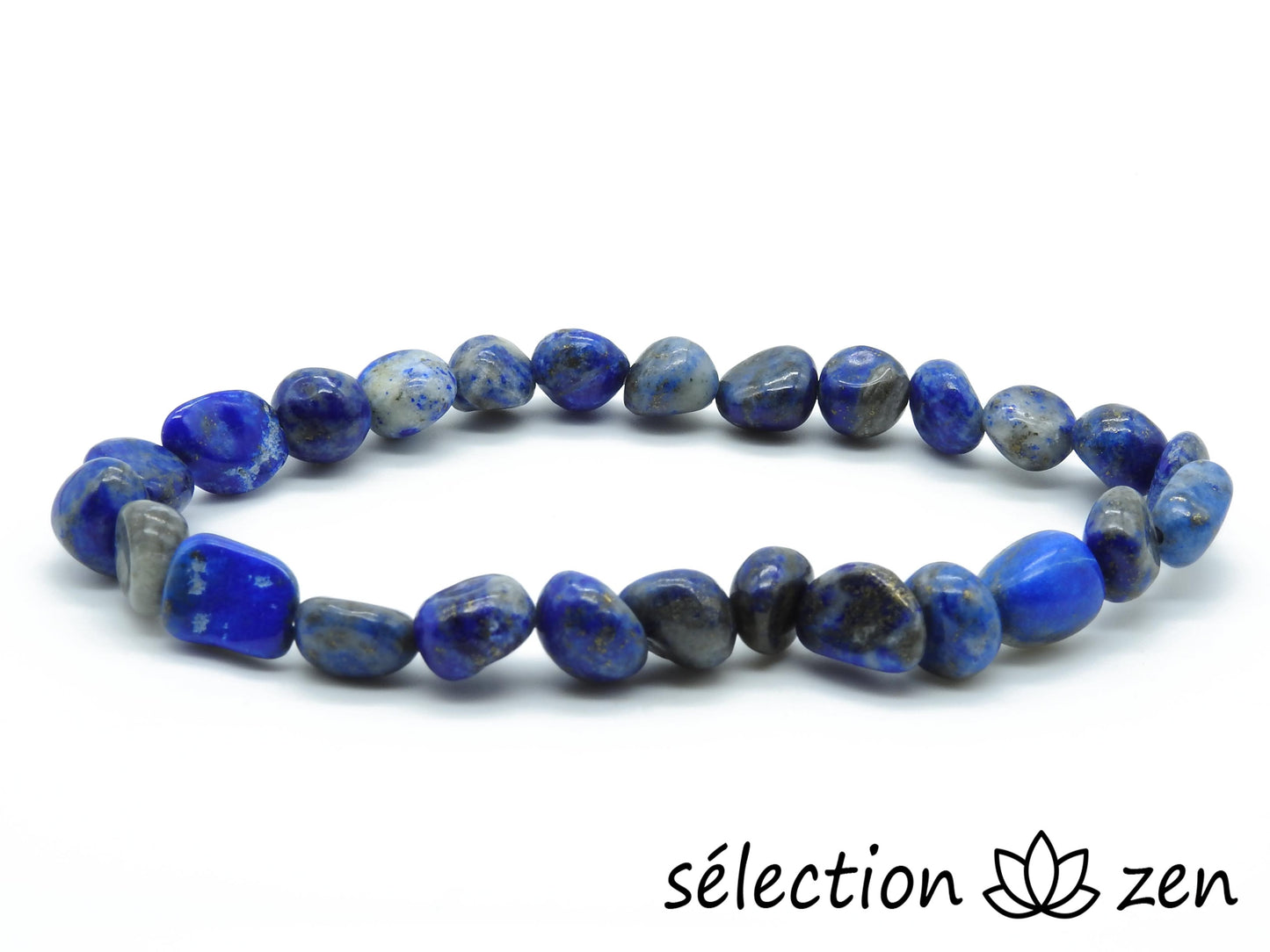 selection zen bracelet 19cm pierres roulées 7mm lapis lazuli