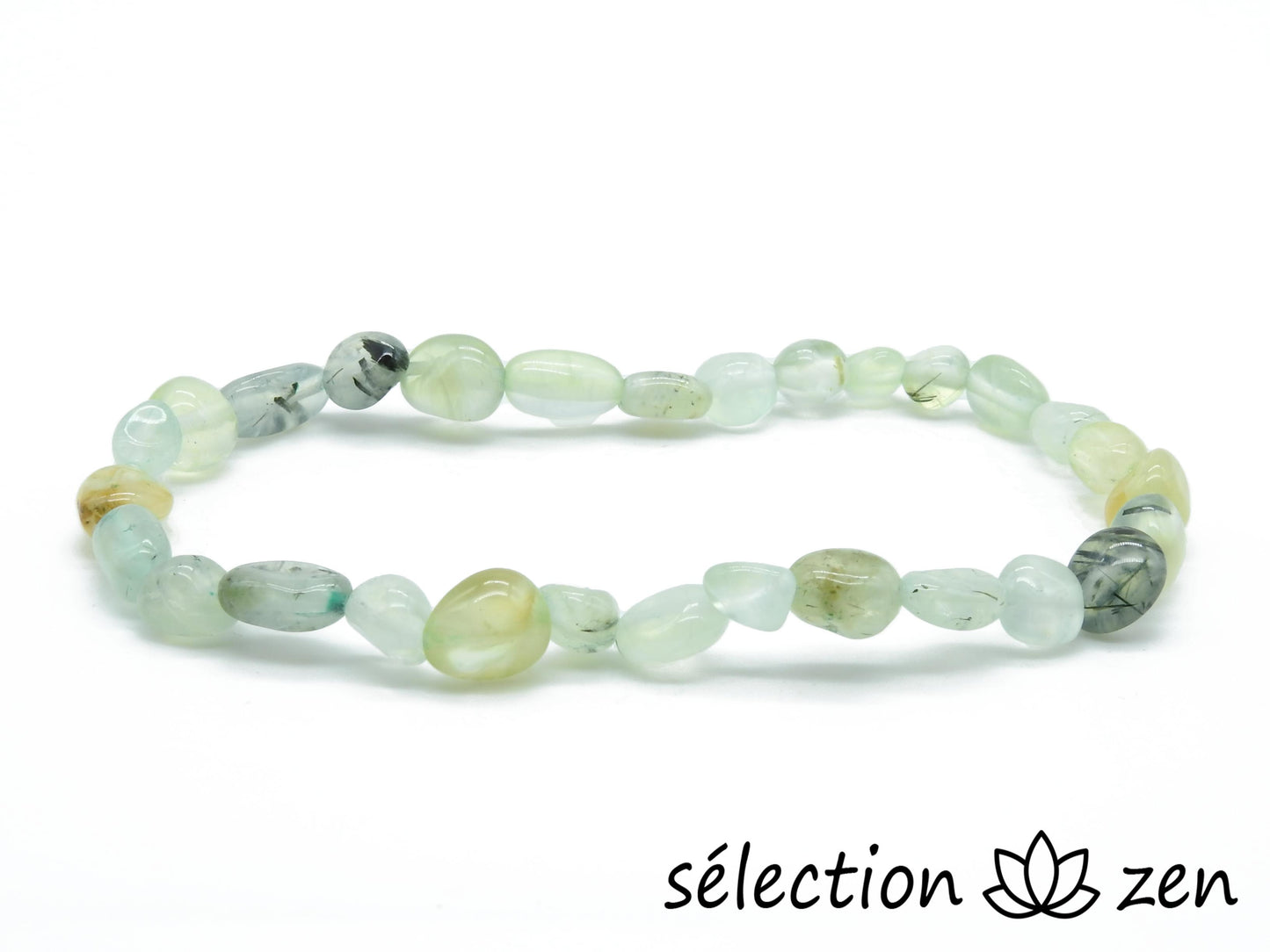 selection zen bracelet prehnite pierres roulées 6mm 19cm