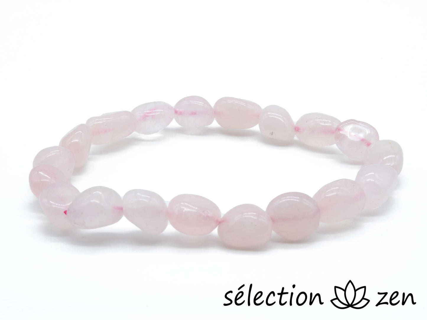 selection-zen bracelet pierres irrégulières quartz rose 8mm 19cm