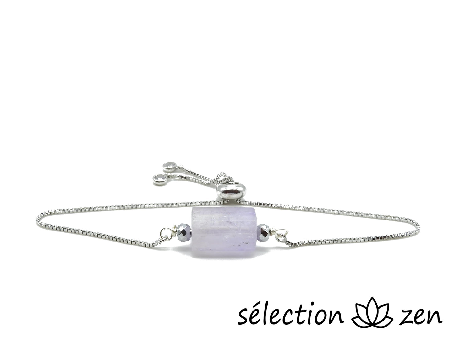 bracelet réglable argenté améthyste selection-zen