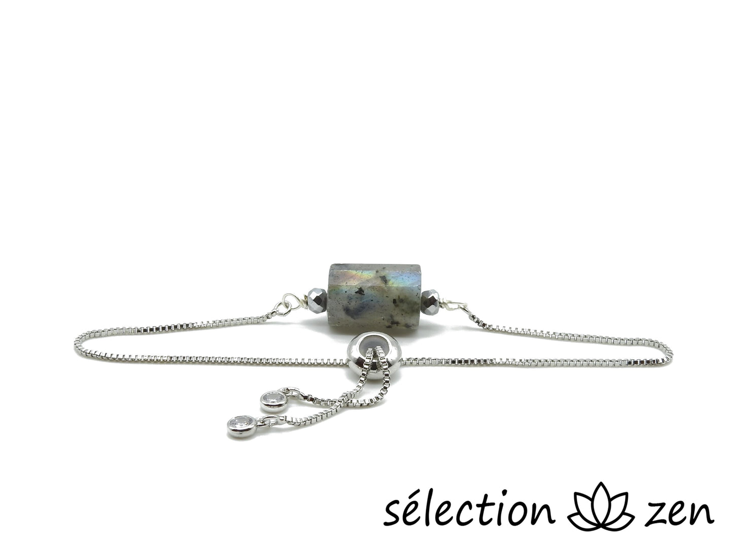 bracelet réglable argenté labradorite selection-zen
