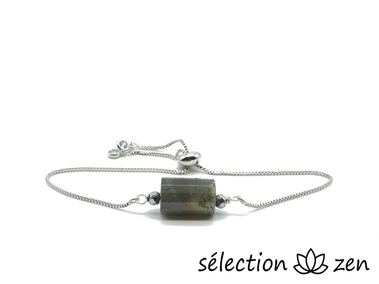 bracelet réglable argenté labradorite selection-zen