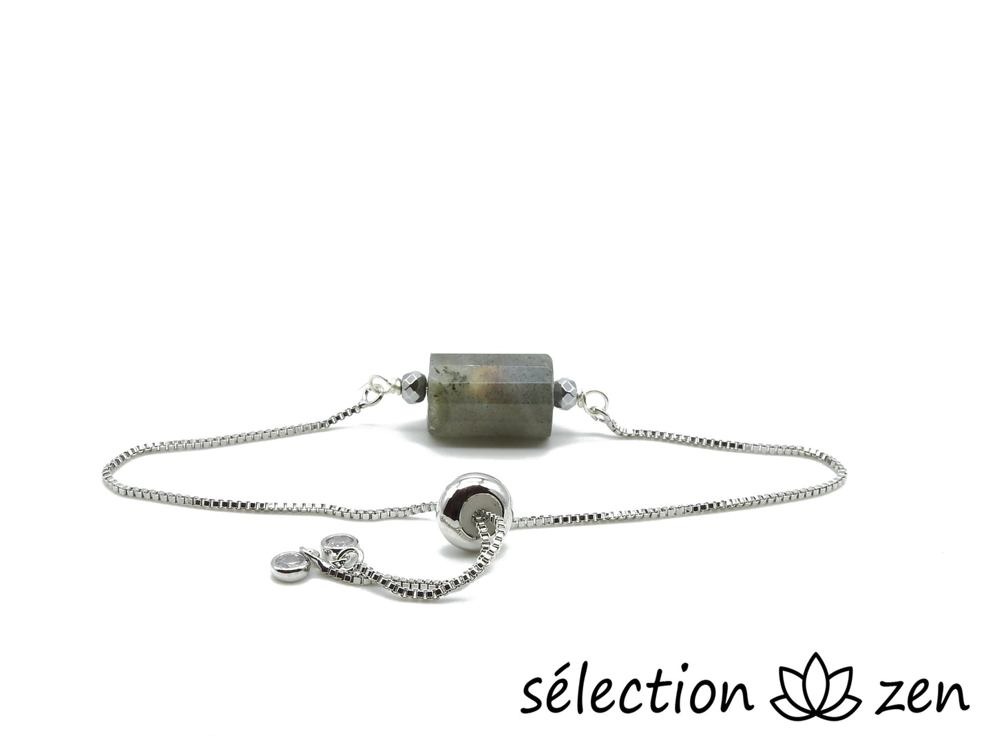 sélection zen bracelet réglable argenté labradorite